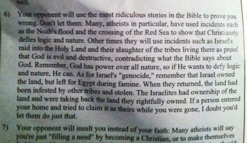 1906788-4_orig Page from fundamentalist Christian school textbook in the USA justifying genocide