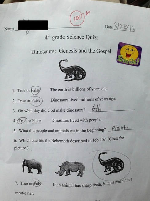 Scientifically illiterate 4th grade science test from a Christian school in the USA