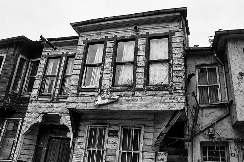 A traditional wooden Turkish house in an Istanbul suburb